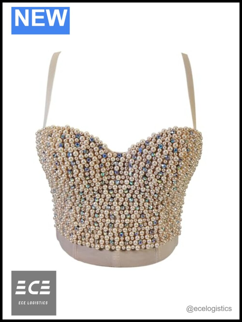 Beaded Rhinestone Bustier Corset Crop Top Push Up Party Clubwear